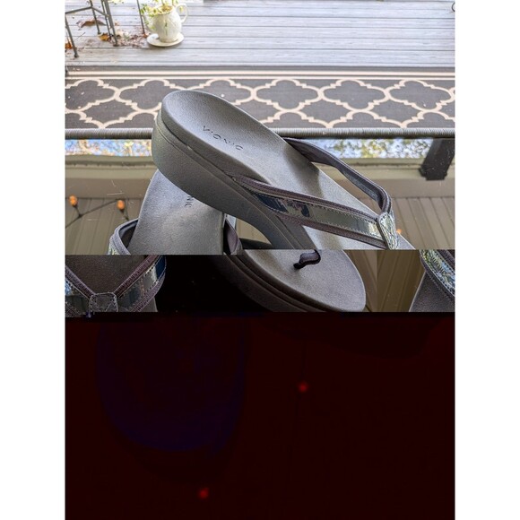 Vionic High Tide II Toe Post Navy Blue Patent Leather Sandal Women's size 11 NEW - Picture 9 of 9